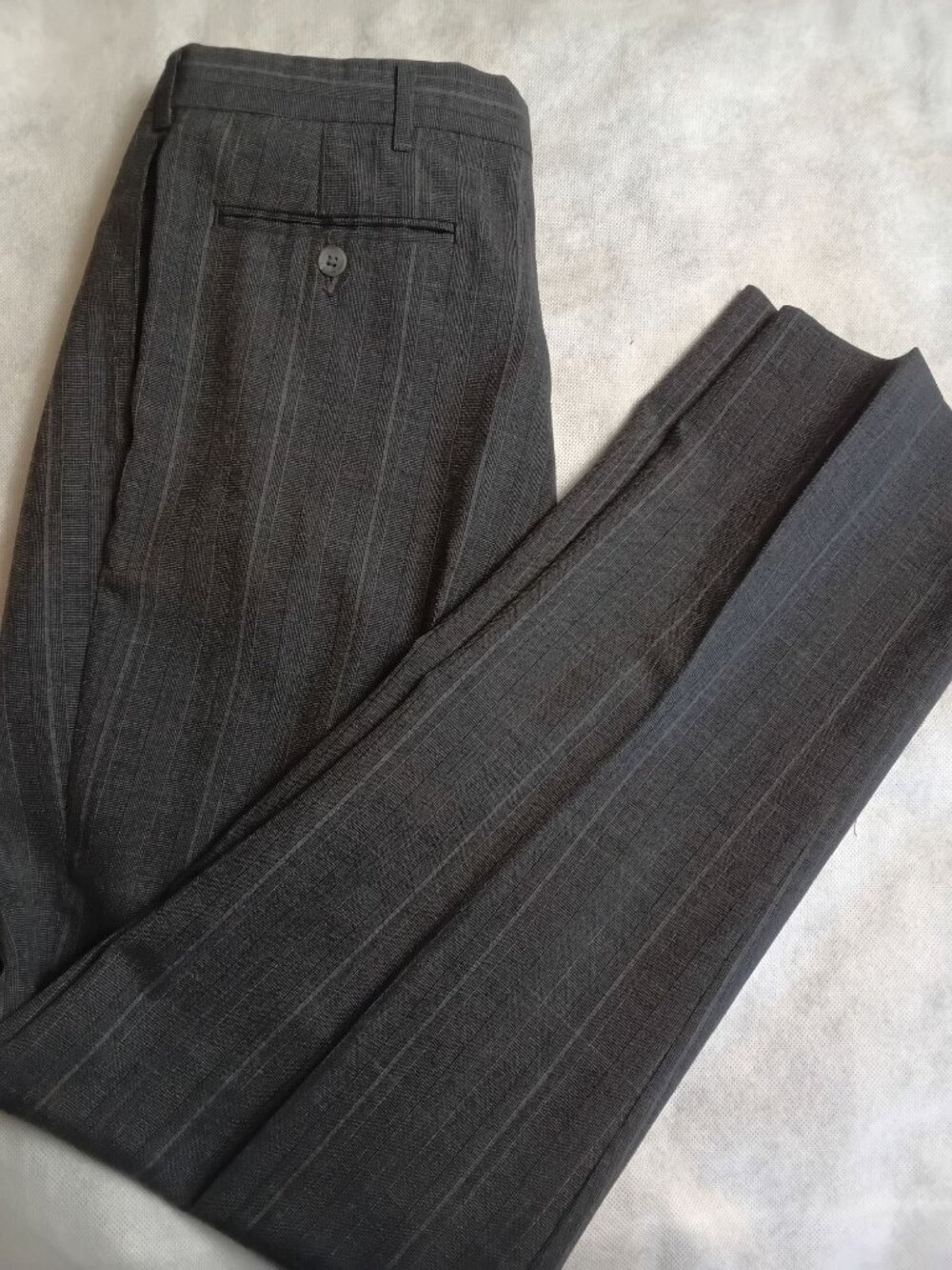 Haggar Gallery Gray Wool Blend Dress Pants 36x34 Suspender Buttons